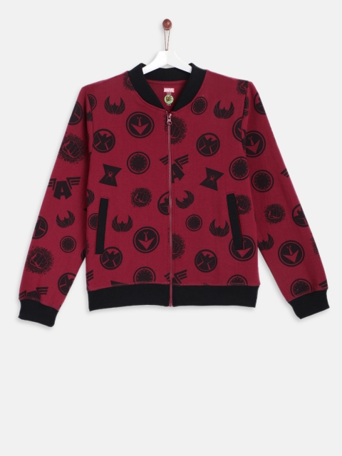 

YK Marvel Boys Maroon & Black Printed Sweatshirt