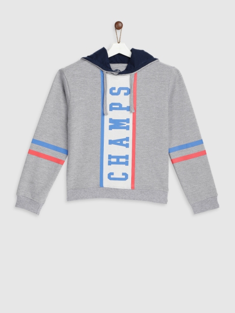 

YK Boys Grey Printed Hooded Sweatshirt