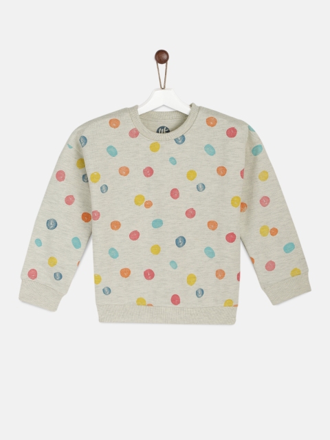 

YK Girls Grey Melange Printed Sweatshirt