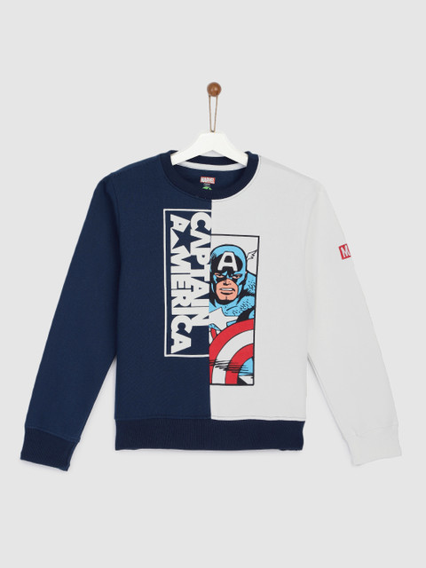 

YK Marvel Boys Blue & White Colourblocked Sweatshirt