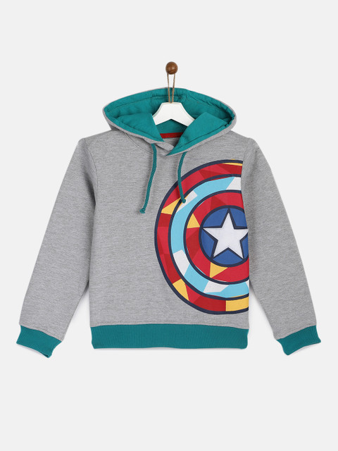 

YK Disney Boys Grey Printed Hooded Sweatshirt