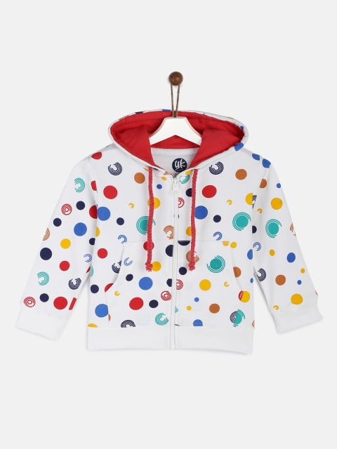 

YK Girls White & Multicoloured Printed Hooded Sweatshirt