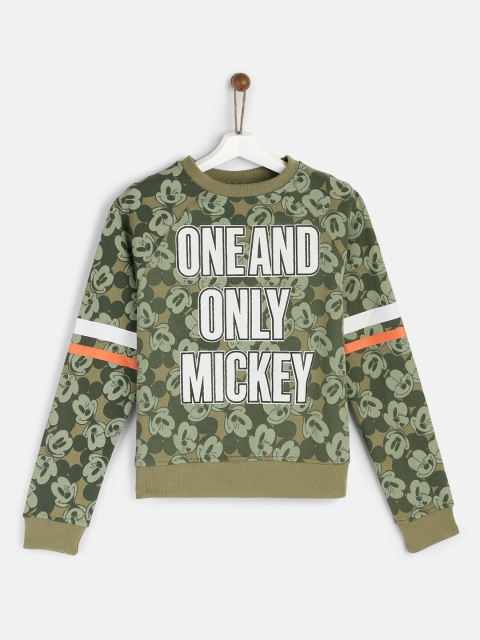 

YK Disney Boys Olive Green Mickey Mouse Printed Sweatshirt