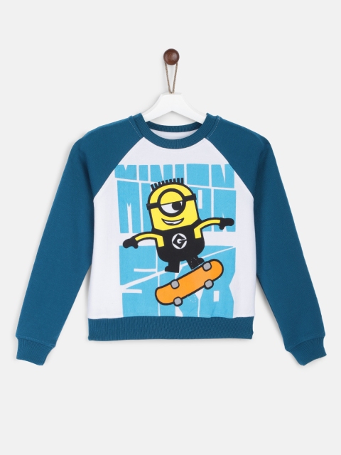 

YK Minion Boys White & Blue Printed Sweatshirt