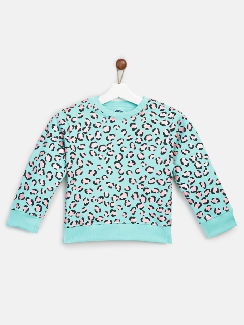 

YK Girls Sea Green & Pink Leopard Print Sweatshirt