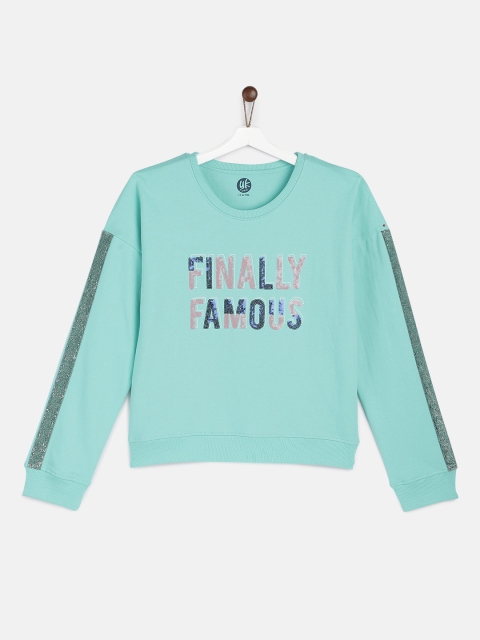 

YK Girls Blue Self Design Sweatshirt