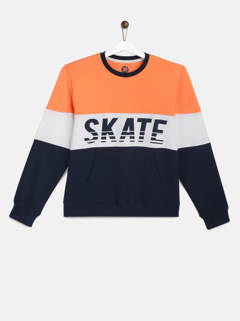 

YK Boys Navy Blue & Orange Colourblocked Sweatshirt