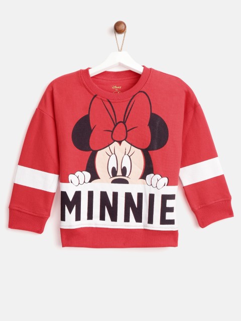 

YK Disney Girls Red & White Minnie Mouse Print Minnie Sweatshirt