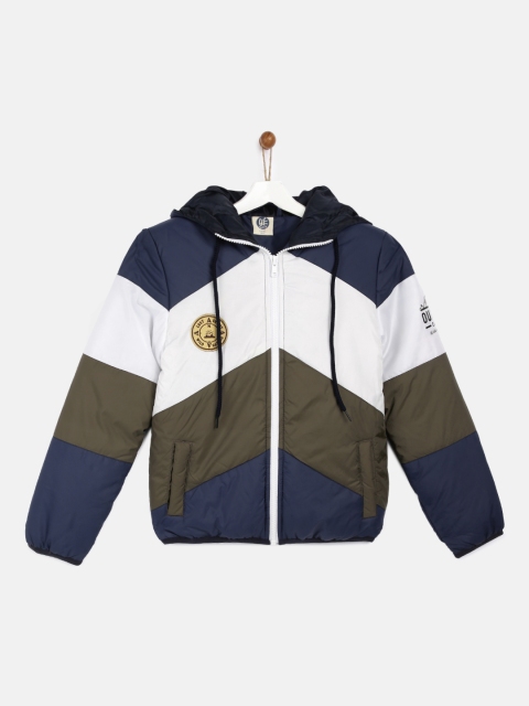 

YK Boys Navy Blue & Olive Colourblocked Jacket