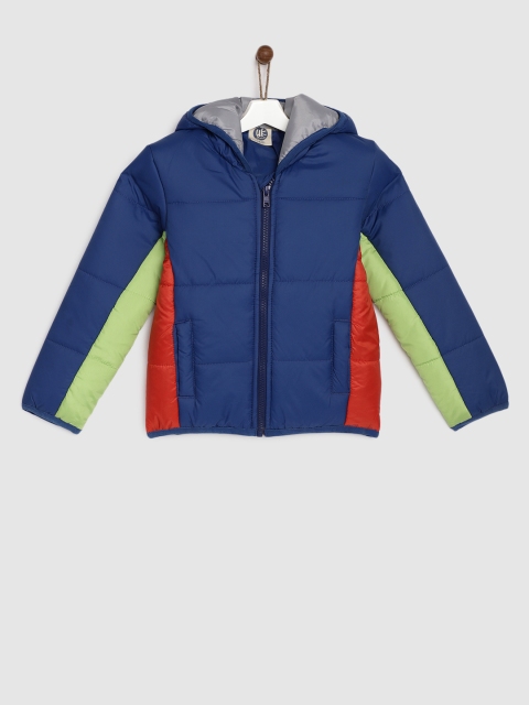 

YK Boys Blue & Lime Green Colourblock Padded Jacket