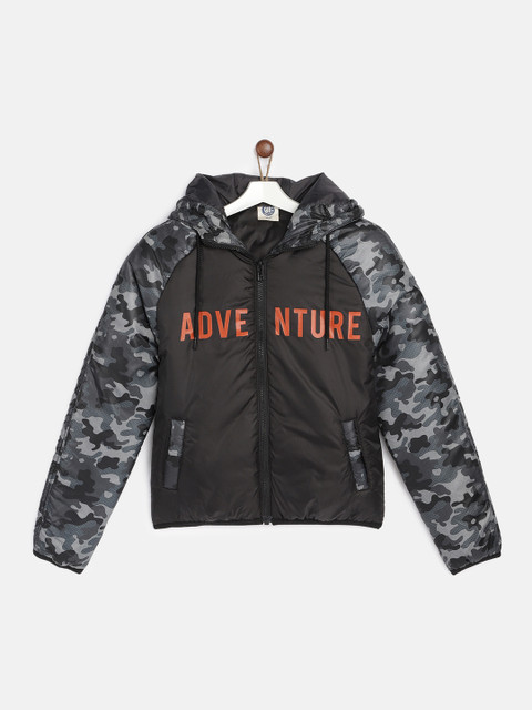 

YK Boys Black Camouflage Printed Padded Jacket