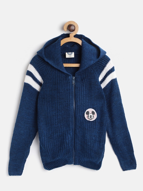 

YK Boys Navy Blue Solid Hooded Cardigan