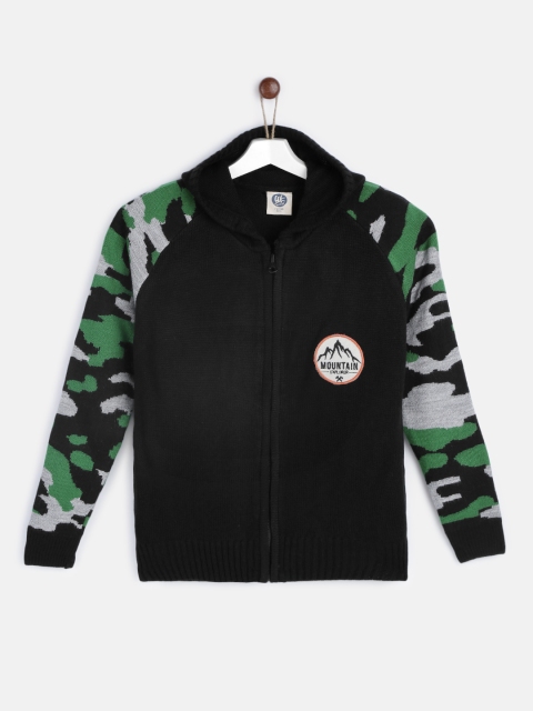 

YK Boys Black Solid Cardigan Sweater