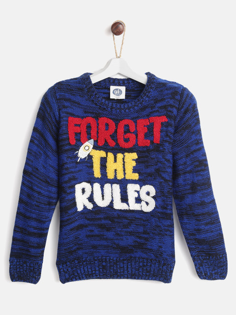 

YK Boys Blue & Black Embroidered Sweater