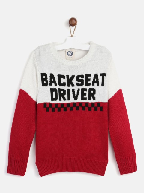 

YK Boys Red & White Self-Design Sweater
