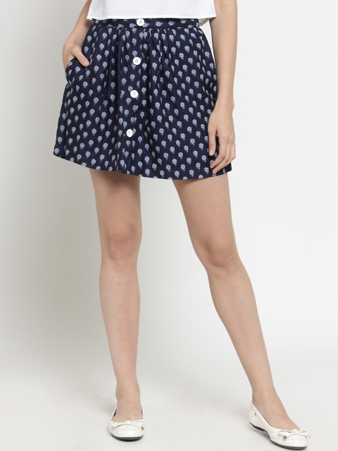 

Sera Women Navy Blue Printed Flared Mini Skirt