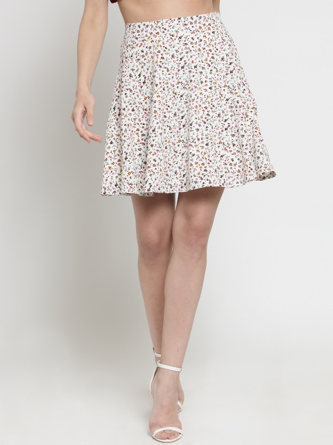 

Sera Women White Printed Flared Mini Skirt