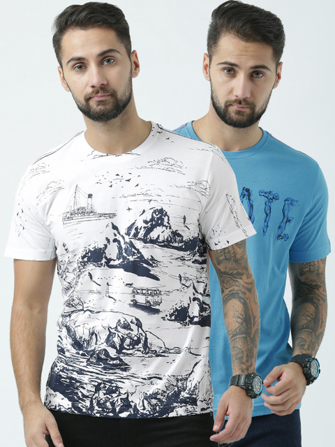 

Huetrap Men Pack of 2 Printed T-Shirts, White