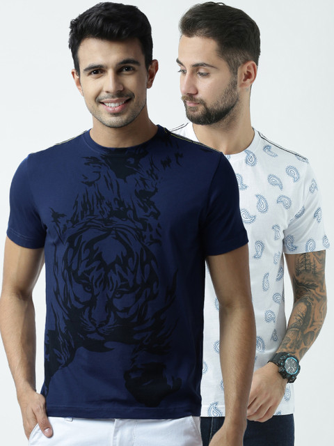 

Huetrap Men Pack of 2 Printed T-Shirts, Navy blue