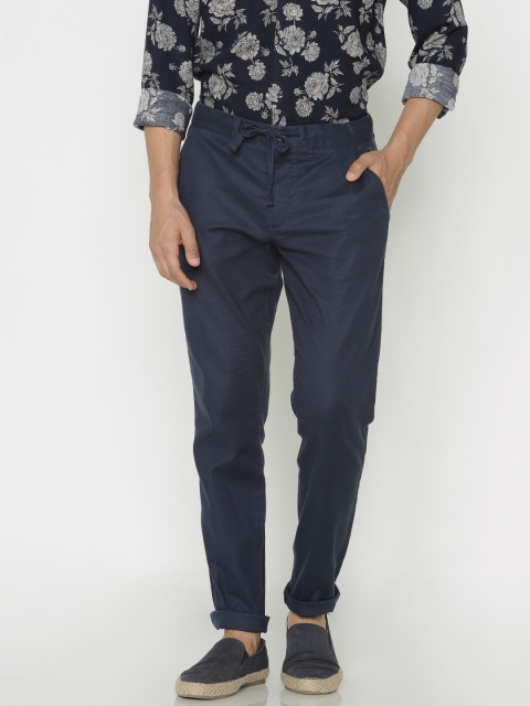 

Jack & Jones Men Navy Blue Marco Slim Fit Solid Regular Trousers