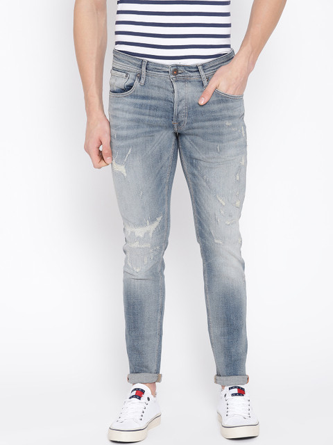 

Jack & Jones Men Blue Slim Glenn Fit Mid-Rise Mildly Distressed Stretchable Jeans