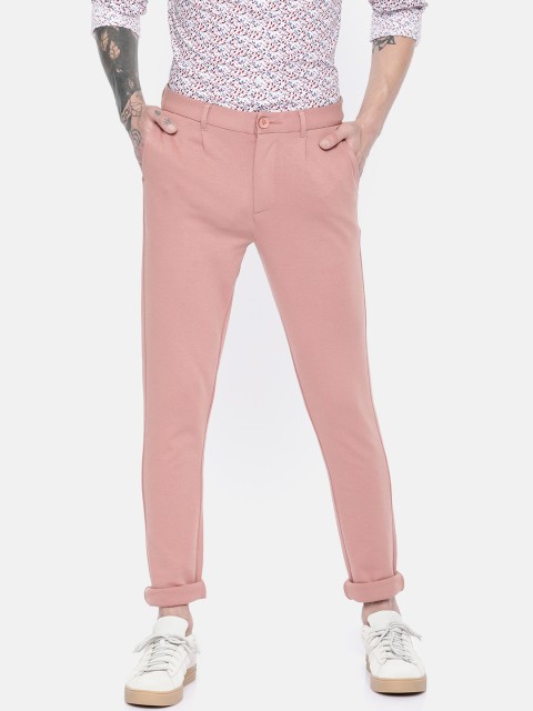 

Jack & Jones Men Pink Slim Fit Solid Regular Trousers