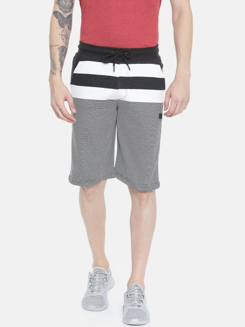 

Proline Active Men Black & White Striped Slim Fit Regular Shorts