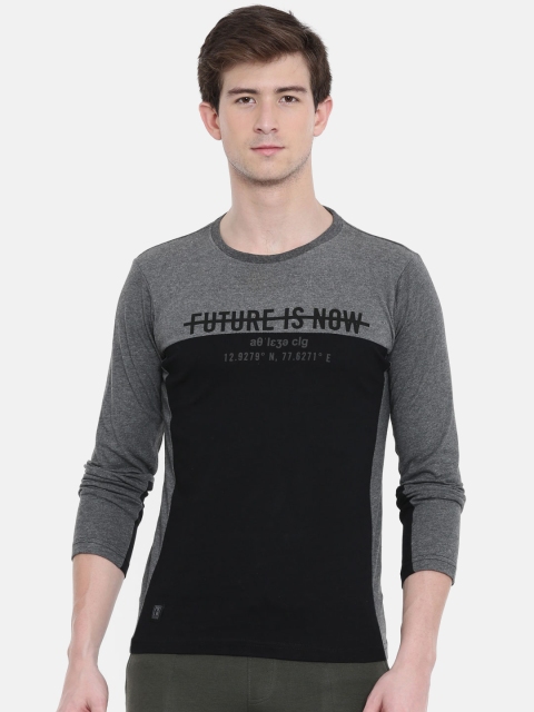 

Proline Active Men Grey & Black Colourblocked Round Neck T-shirt