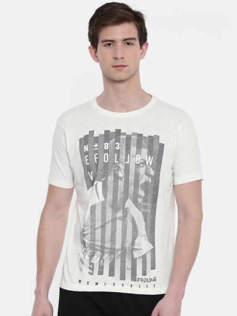 

Proline Active Men Off-White Printed Round Neck T-shirt
