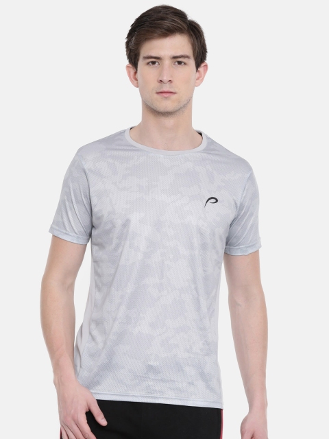 

Proline Active Men Grey Self-Design Round Neck T-shirt