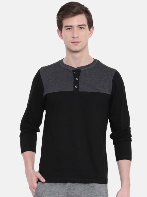 

Proline Active Men Black Colourblocked Henley Neck T-shirt