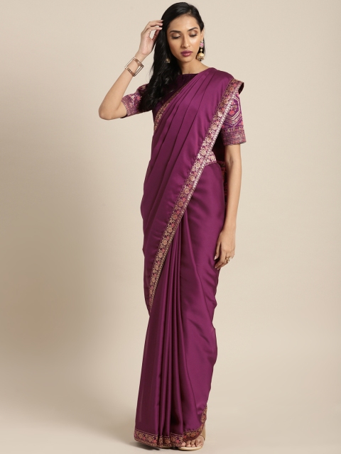 

Saree mall Purple Solid Silk Blend Saree