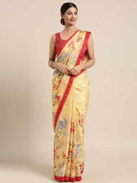 

Saree mall Yellow & Red Printed Poly Georgette Saree