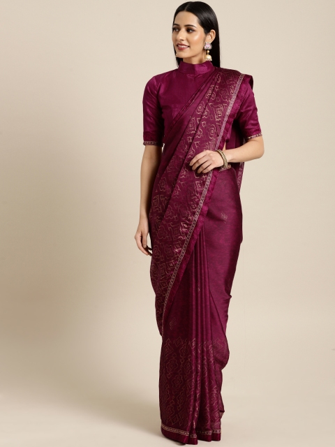 

Saree mall Burgundy Printed Poly Georgette Saree