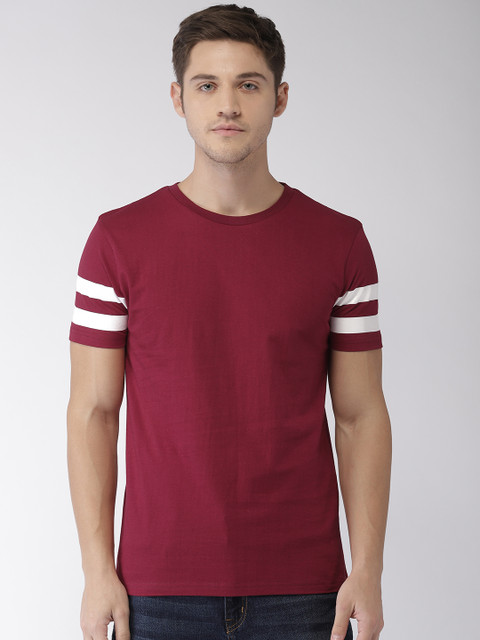 

The Indian Garage Co Men Maroon Solid Round Neck T-shirt