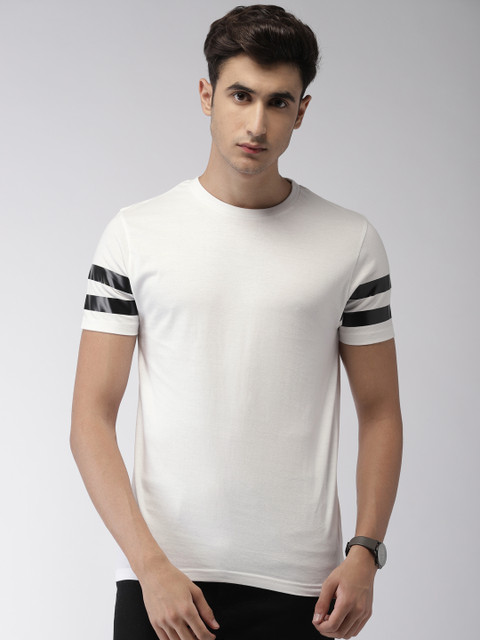 

The Indian Garage Co Men White Solid Round Neck T-shirt
