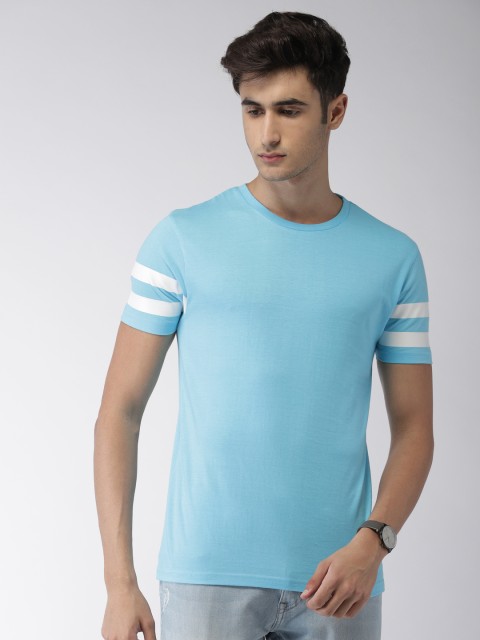 

The Indian Garage Co Men Blue Solid Round Neck Pure Cotton T-shirt
