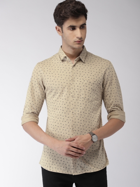 

The Indian Garage Co Men Khaki Slim Fit Printed Casual Shirt