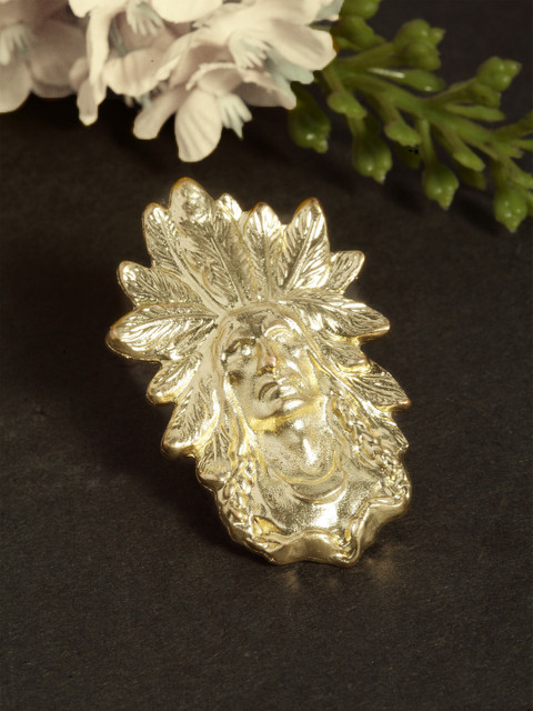 

SASSAFRAS Women Gold-Plated Stylised-Shaped Cocktail Handcrafted Ring