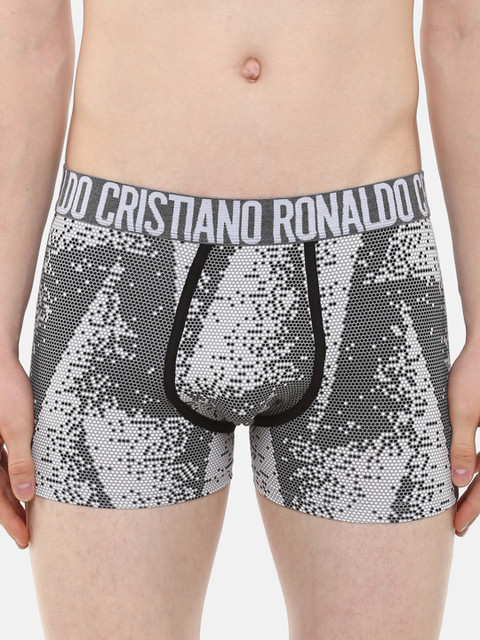 

CR7 Cristiano Ronaldo Men Grey & White Printed Trunks 8302-49-39