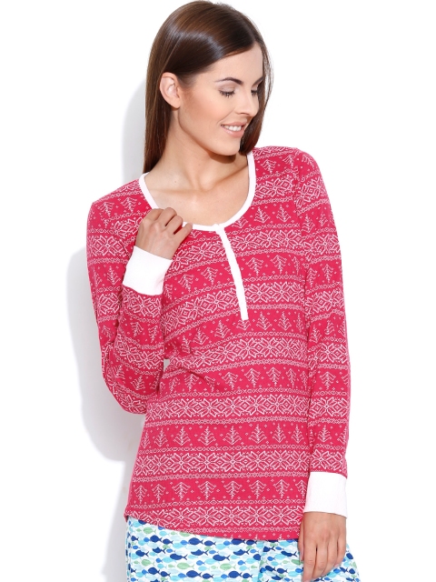 

Kotty Pink Printed Lounge Top KTTWAFFEL04