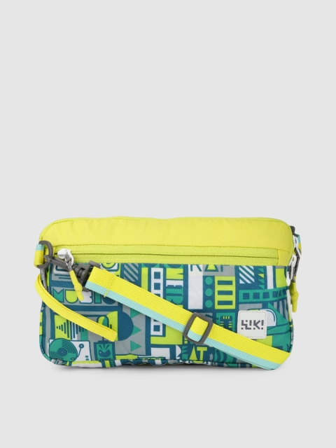 

Wildcraft Unisex Green & Blue Printed Flick Sling Bag