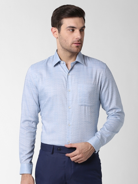 

Peter England Men Blue Slim Fit Self Design Formal Shirt