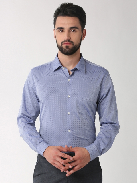 

Peter England Men Blue Regular Fit Self Design Formal Shirt