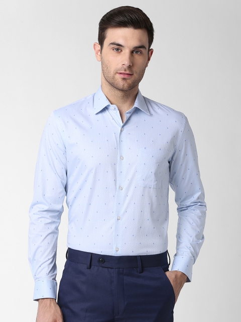 

Peter England Men Blue Slim Fit Self Design Formal Shirt