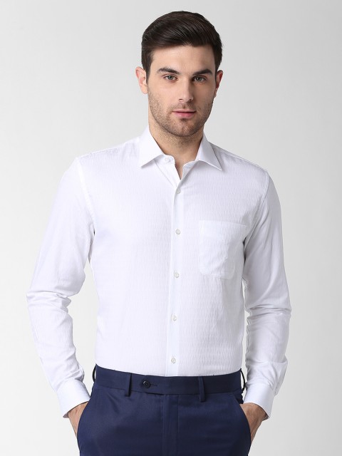 

Peter England Men White Slim Fit Self Design Formal Shirt