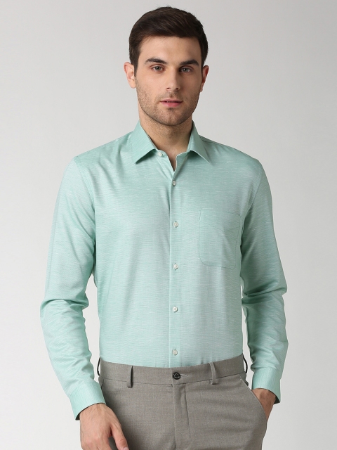 

Peter England Men Green Slim Fit Self Design Formal Shirt
