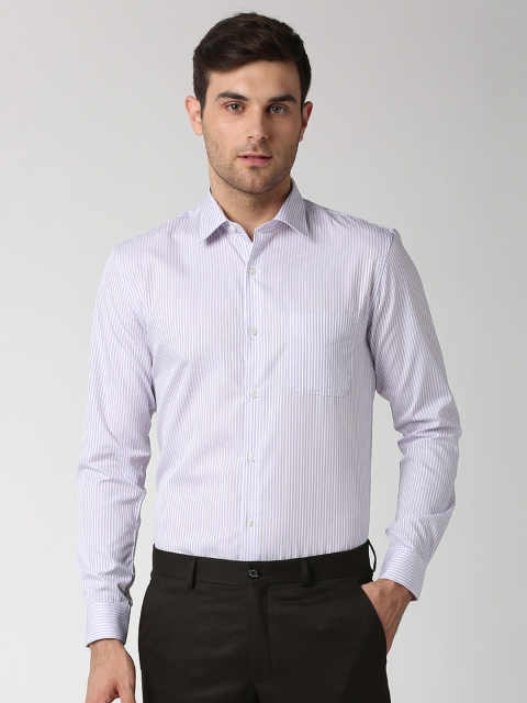 

Peter England Men White & Grey Slim Fit Striped Formal Shirt