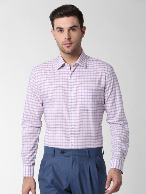 

Peter England Men Pink & Off-White Slim Fit Checked Formal Shirt