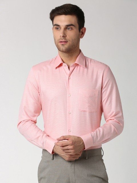 

Peter England Men Peach-Coloured Slim Fit Self Design Formal Shirt
